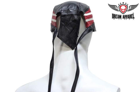 American Flag Leather Skull Cap