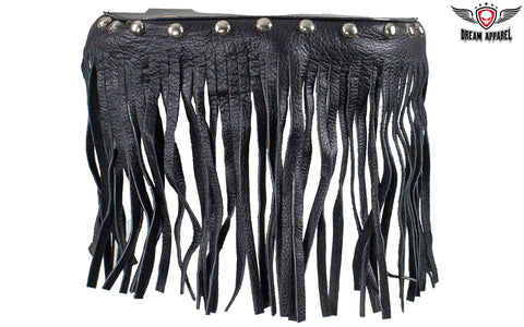Black Studded Leather Floor Boards with Fringe
