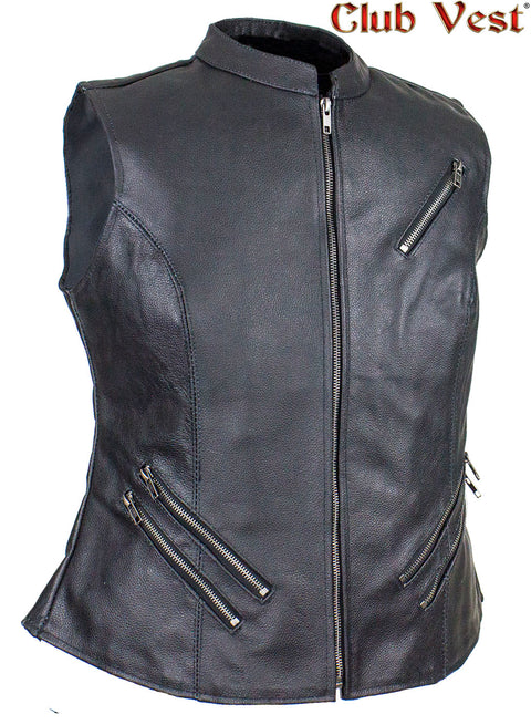 Dream Apparel Women's Leather Concealed Carry Pocket Club Vest