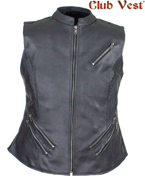 Dream Apparel Women's Leather Concealed Carry Pocket Club Vest