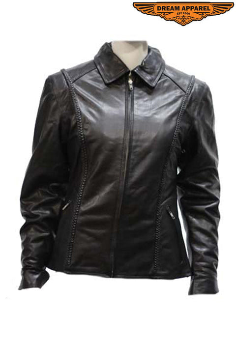 Womens Cowhide Motorcycle Leather Jacket