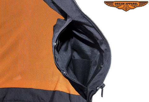 Womens Leather Motorcycle Zip Up Leather Vest With Concealed Carry