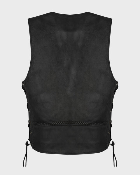 Men's Leather Vest With Buffalo Nickel Snaps