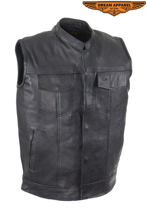Motorcycle Club Vest With Zipper Concealed Carry Pockets