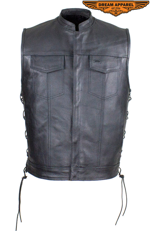 Men's Split Leather Conceal Carry Pocket Vest
