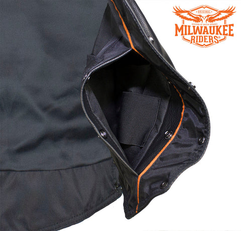 Womens Motorcycle Vest With Braid and Side Laces Conceal Gun Pockets