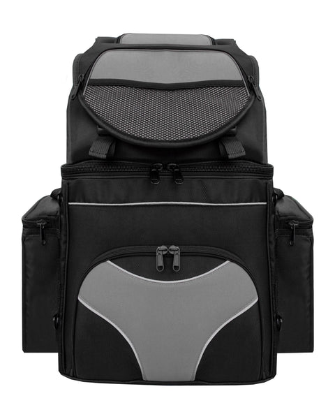 Dream Apparel Black and Grey Back Seat Sissybar Bag With reflective piping