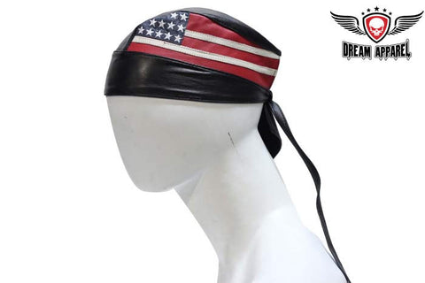 American Flag  Leather Skull Cap