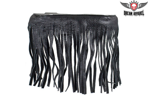 Black Leather Floor Boards with Fringe