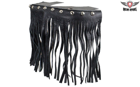 Black Studded Leather Floor Boards with Fringe