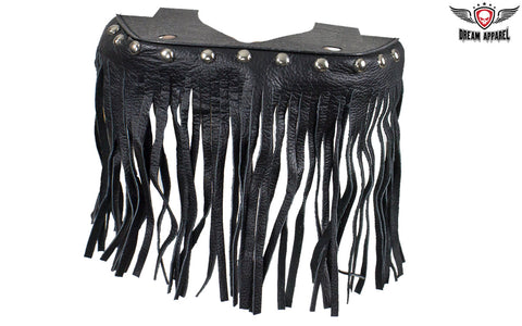 Black Studded Leather Floor Boards with Fringe