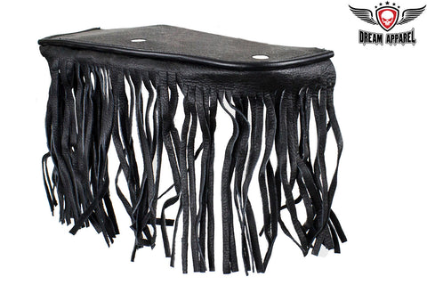 Black Leather Floor Boards with Fringe