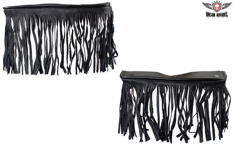 Black Leather Floor Boards with Fringe