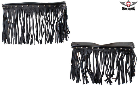 Black Studded Leather Floor Boards with Fringe