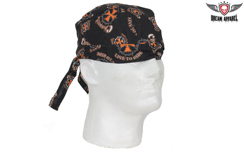 Cotton Skull Cap W/ Chopper Cross & Live To Ride Logo 12pcs/pack