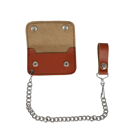 Brown Leather Motorcycle Chain Coins Wallet