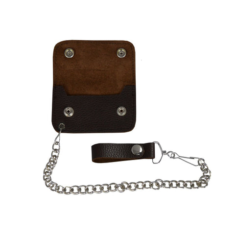 Dark Brown Leather Motorcycle Chain Coins Wallet