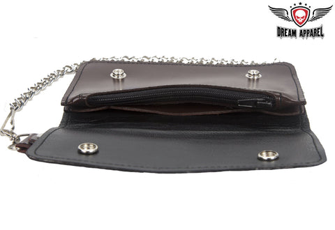 Dream Apparel Brown Bifold Motorcycle Chain Wallet