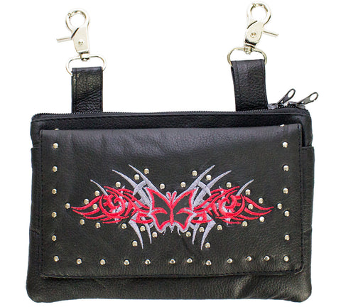 All Naked Cowhide Leather Red Butterfly Belt Bag