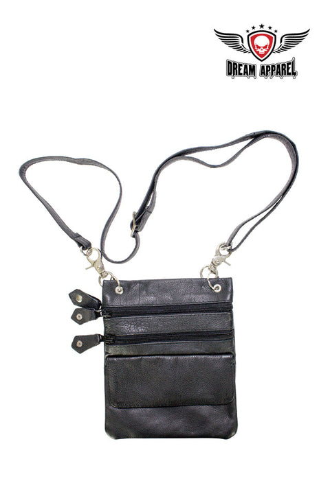 Pure Black Naked Cowhide Leather Belt Bag