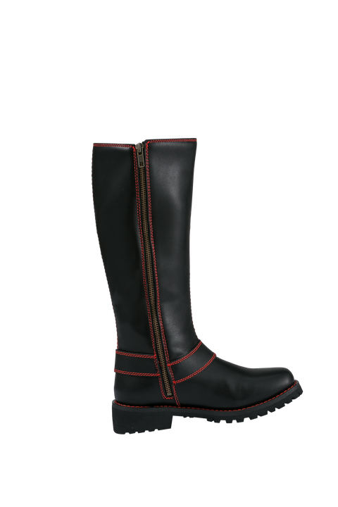 Dream Apparel® Women Biker Long Boots with Red Laces