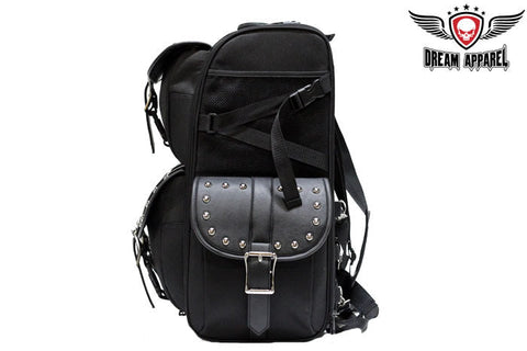 Dream Apparel Large PVC Motorcycle Sissybar Bag With Studs