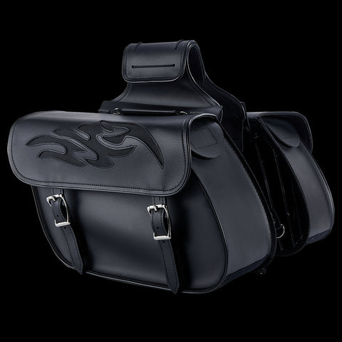 Dream Apparel PVC Motorcycle Saddlebag with Flame