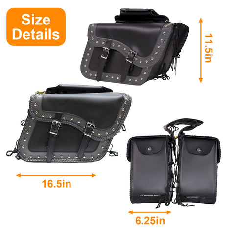 Dream Apparel PVC Motorcycle Saddlebag With Studs