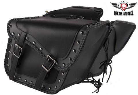 Dream Apparel Studded PVC Motorcycle Saddlebag With Gun Holsters