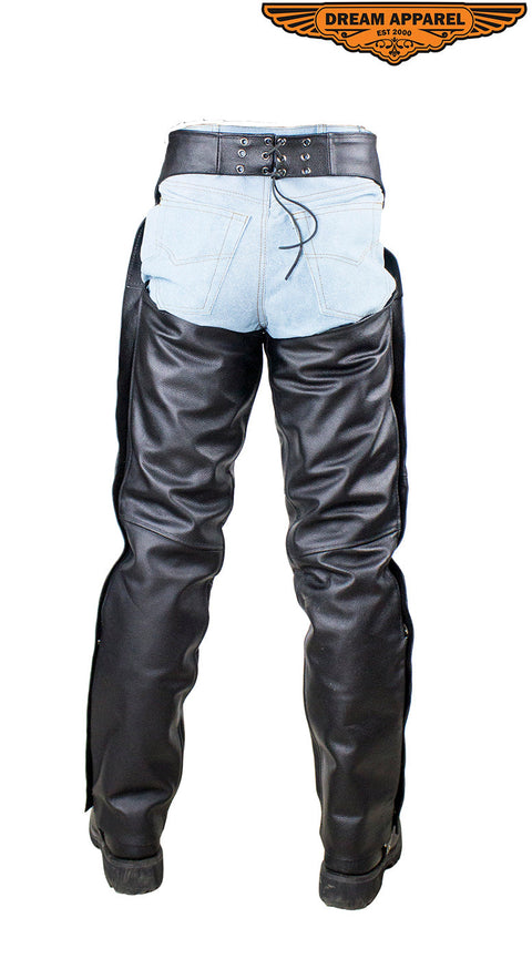 Plain Black Naked Cowhide Leather Chaps