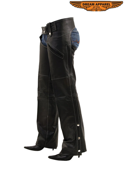 Women Black Leather Chaps