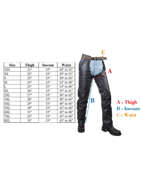 Heavy Duty Biker Leather Motorcycle Chaps