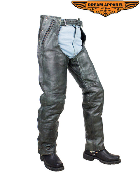 Naked Gray Cowhide Leather Chaps