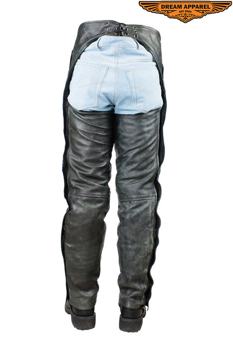 Naked Gray Cowhide Leather Chaps