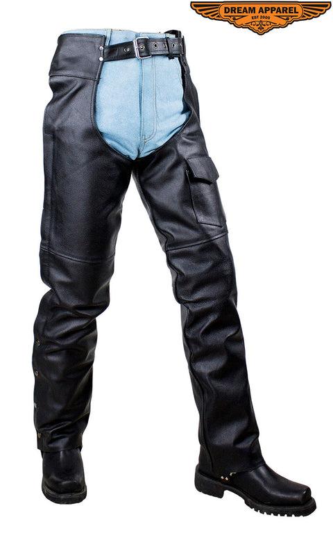 Dream Apparel Plain Naked Cowhide Leather Chaps With Zipout liner