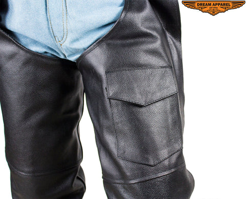 Dream Apparel Plain Naked Cowhide Leather Chaps With Zipout liner