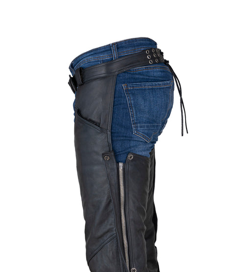 Heavy Duty Biker Leather Motorcycle Chaps