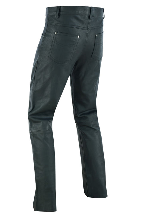 Five Pockets Cowhide Biker Leather Pants