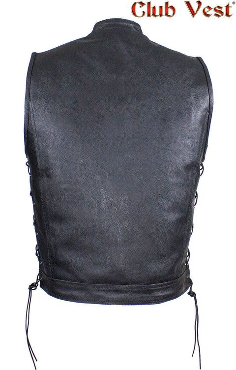 Men's Black Liner Split Leather Gun Pocket With Zipper And Snap Vest by Club Vest®