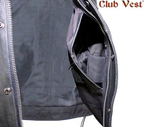 Men's Black Liner Split Leather Gun Pocket With Zipper And Snap Vest by Club Vest®