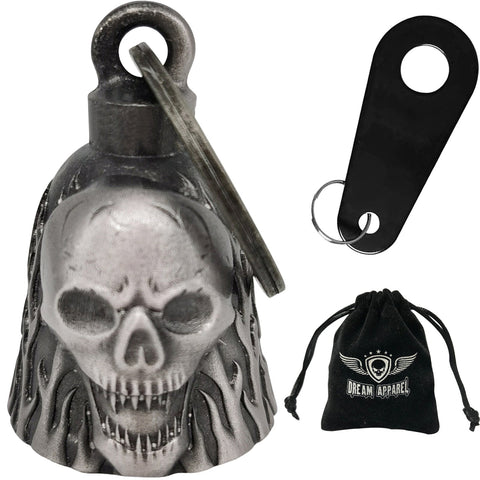 Dream Apparel Skull Motorcycle Bell, for Good Luck in 3-D, Light Weight, Impact Resistant