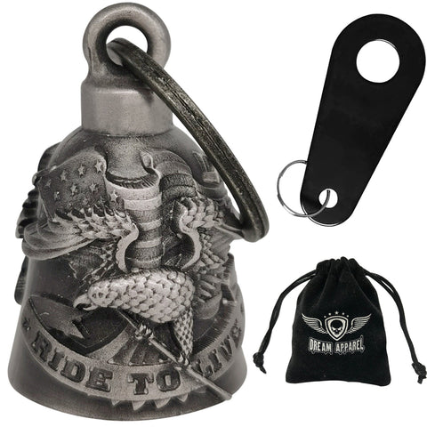 Dream Apparel Live to Ride with Eagle Motorcycle Bell, Good Luck and in 3-D, Light Weight