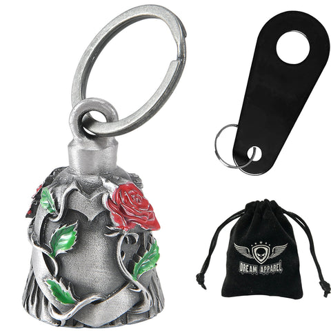 Dream Apparel Heart with Red Rose Motorcycle Bell, for Good Luck and in 3-D, Light Weight