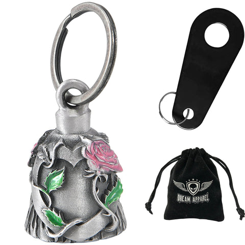 Dream Apparel Heart with Pink Rose Motorcycle Bell, for Good Luck and in 3-D, Light Weight