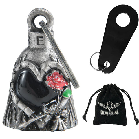 Dream Apparel Red Rose with Heart Motorcycle Bell, for Good Luck and in 3-D, Light Weight