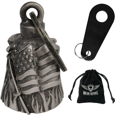 Dream Apparel USA FLAG Motorcycle Bell, for Good Luck and in 3-D, Light Weight, Impact Resistant