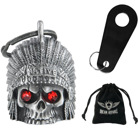 Dream Apparel Indian Skull Head Red Eyes Motorcycle Bell, for Good Luck and in 3-D, Light Weight