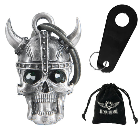 Dream Apparel Viking Helmet Skull Green Stone Eyes Motorcycle Bell