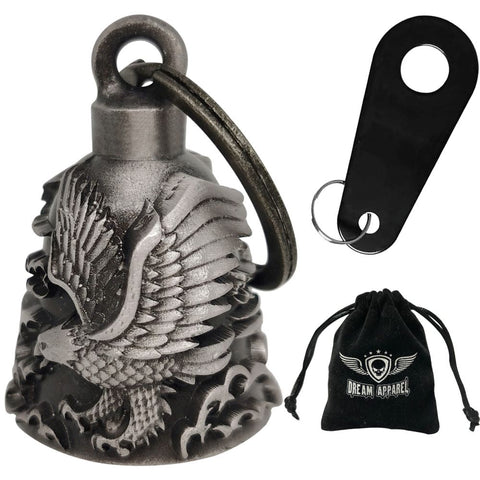 Dream Apparel USA Flag Eagle Head Motorcycle Bell, for Good Luck and in 3-D, Light Weight