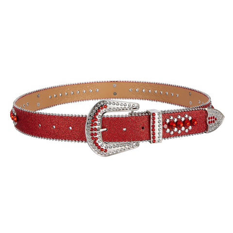 Dream Apparel Premium Strap Men Women Western Fashion Red Bling Bling Rhinestones Diamond Belts